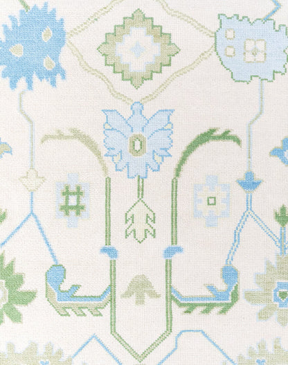 White Floral Shape Unique Abestract Green Accent Turkish Rug Knots Bedroom Rug For Living Room Bedroom- Low Pile Rug 5x8 6x9 7x10 8x10 9x12 10x14 Large Area Rug