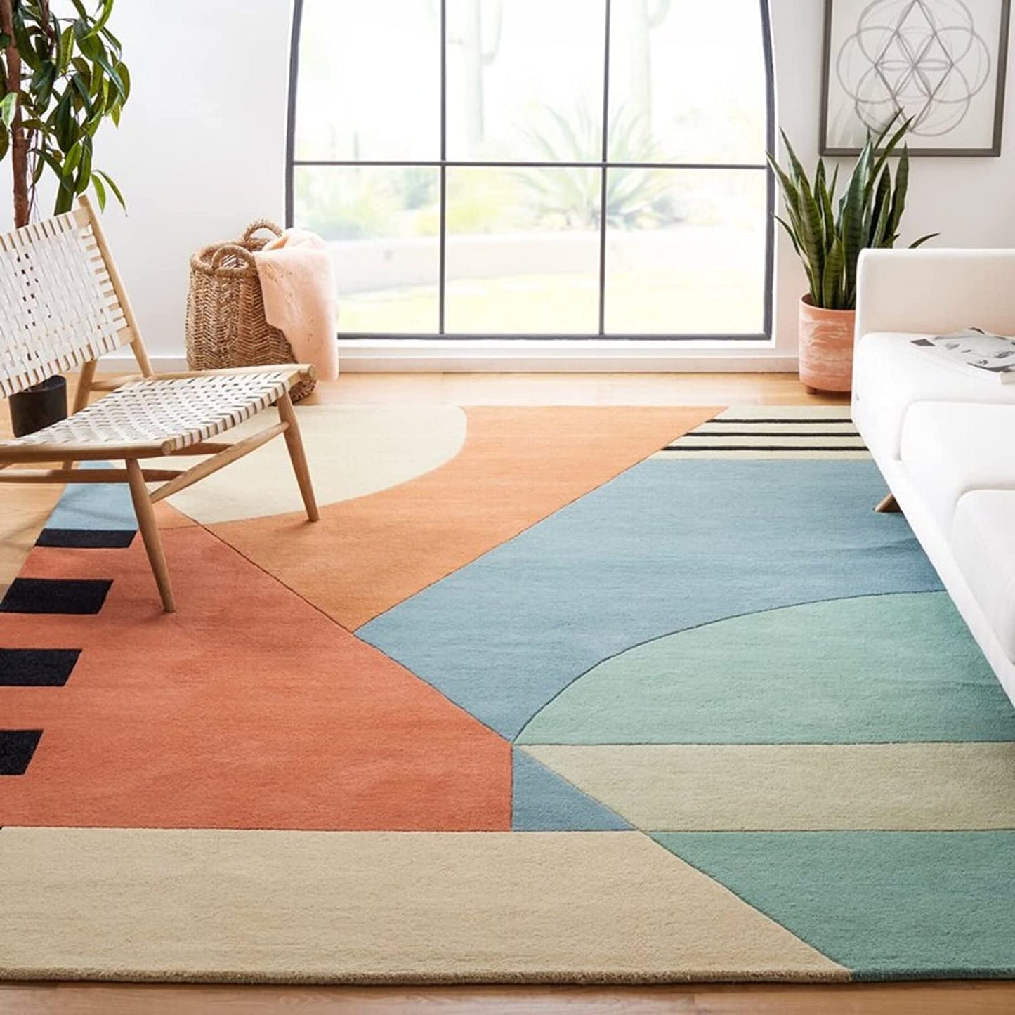 Carpet For Living Room Hand-Tufted Modern Design Carpet- 1 Inch Thickness (Multi Color, 3 x 5 Feet)