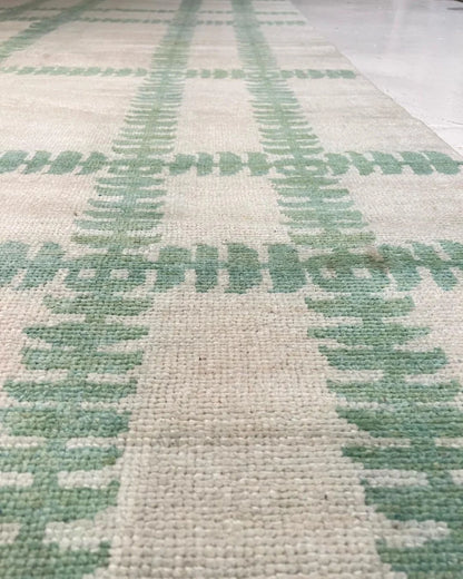 Low Pile Custom Made In Any Size Beige And Green Oushak Rug,Hand Knotted Rug For Living Room,Dining Room,Office,Bedroom,Hand Knotted Wool Area Rug,