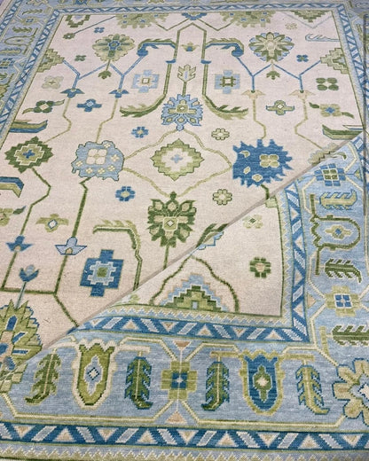 Low Pile Oushak Hand -Knotted 100% Wool Material Rugs Natural Oushak Rug For bedroom, Living room, hallway, Reactangle Area Rug Medallion Area Rugs