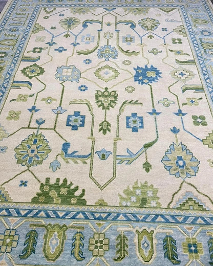 Low Pile Oushak Hand -Knotted 100% Wool Material Rugs Natural Oushak Rug For bedroom, Living room, hallway, Reactangle Area Rug Medallion Area Rugs