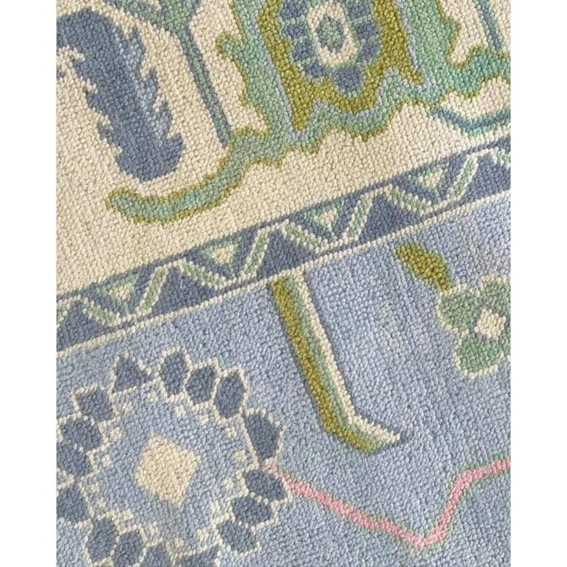 Blue Floral Contemporary Area Low Pile Rug Hand Knotted Oushak Rug Bedroom, Hallway, Living Room, Dinning Room, Stair Rug Kids Rugs, Home