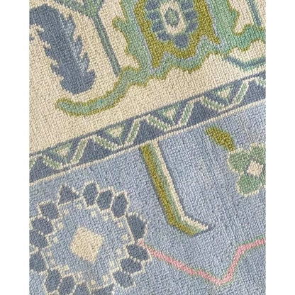 Blue Floral Contemporary Area Low Pile Rug Hand Knotted Oushak Rug Bedroom, Hallway, Living Room, Dinning Room, Stair Rug Kids Rugs, Home