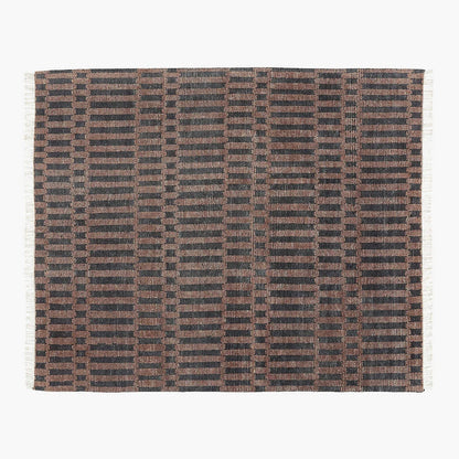 Brown & Black Hand Knotted Rug- Low Pile Rug 5x8 6x9 7x10 8x10 9x12 10x14 Large Area Rug Hand Woven Rugs Bedroom Living Room Dark Rugs