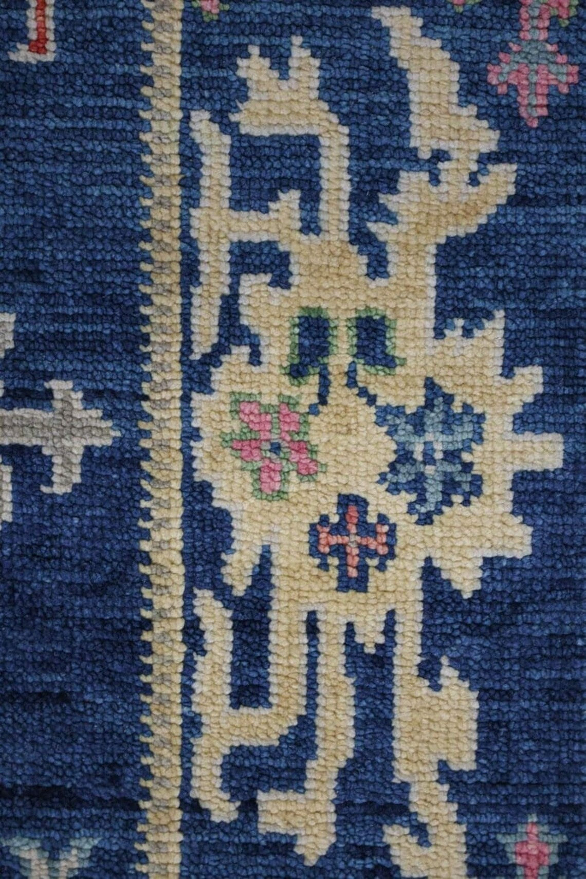 Low Pile Royal Blue 8x10 Hand Knotted Carpet Floral Oushak Rug Rug Hallway Rugs 100% Wool Rug 8X10, 9X12, 10X14, 12X15, 12X18 Made To Order