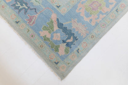 Lite Gray Border Blue Accent Oushak Rug 8x10 Area Low Pile Rug Turkish Rug Knots Bedroom Rug For Living Room Bedroom 5x8 6x9 8x10 9x12 10x14 12x15