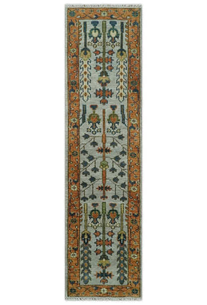 Low Pile Hand Knotted Rust And Gray Traditional Turkish Vintage Multi Size 6X9 7X10 8X10 9X12 Large Area Rug Hand Woven Rugs Bedroom Living Room